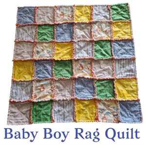 NEW Homemade infant Baby Boy Rag Quilt / Doll Quilt